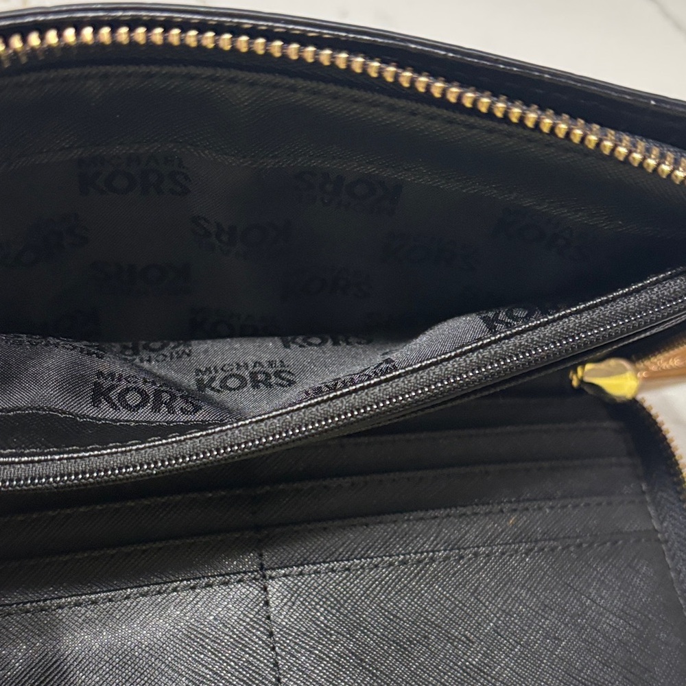 Michael Kors Black Croc-Embossed Wallet with Gold Hardware - Picture 9 of 11